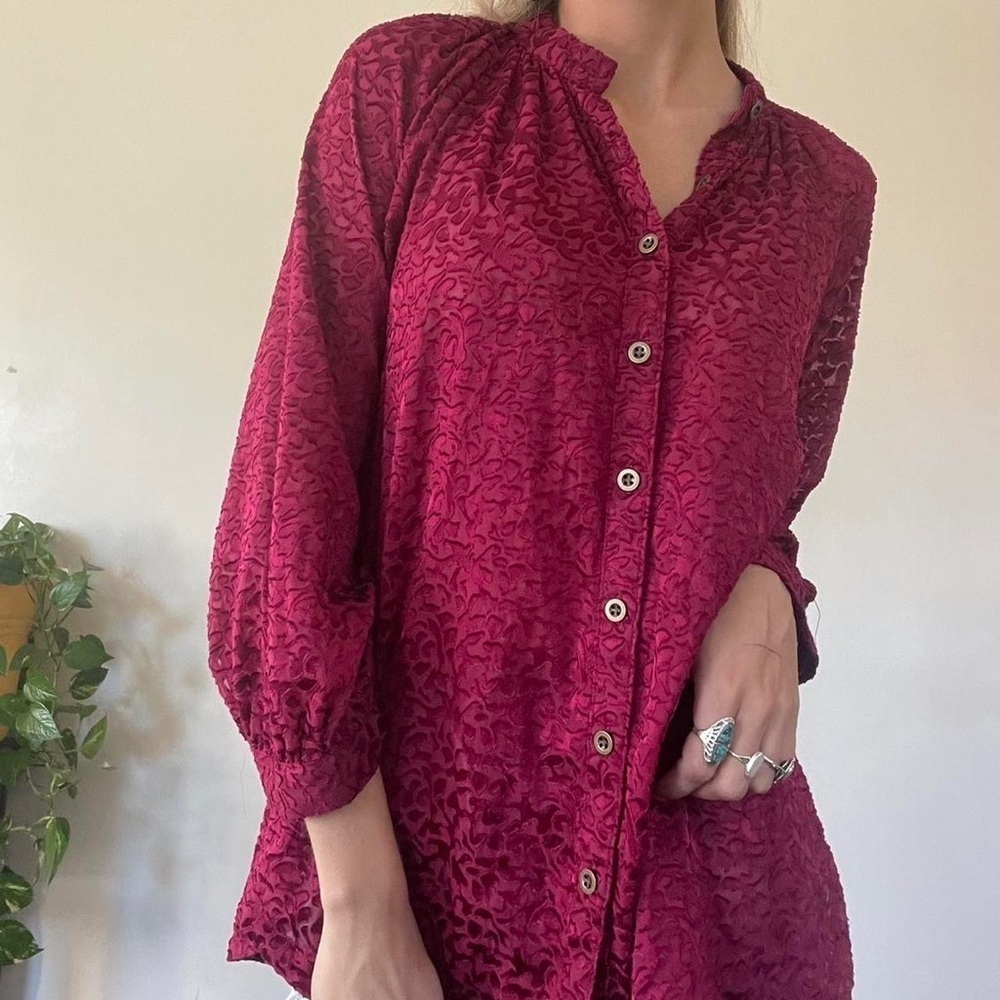 Maroon long sleeve button down - image 3